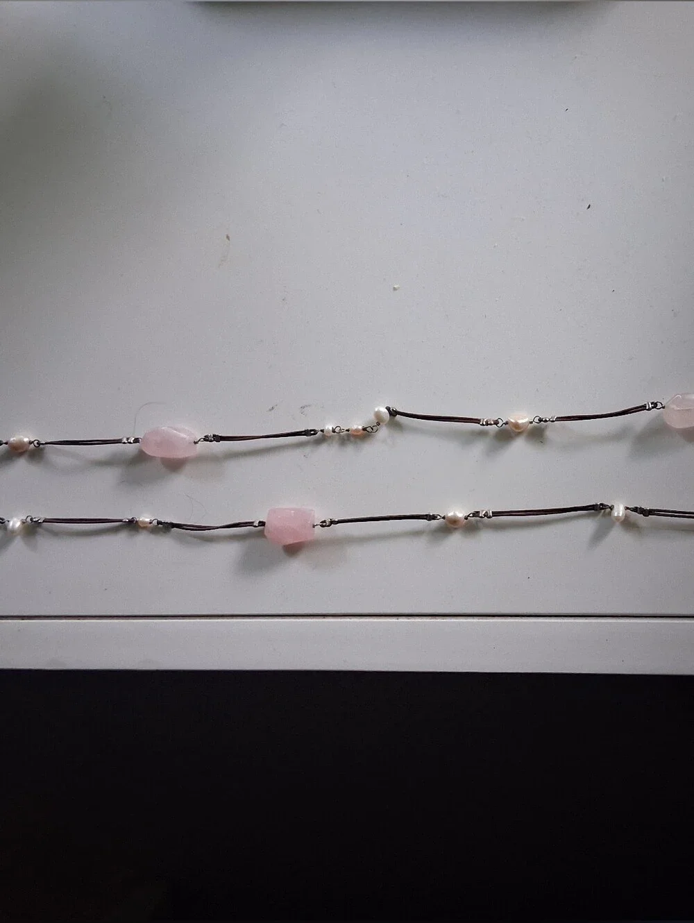 Delicate Pink Bead Lariat Necklace - Unbranded